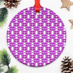 Pink  White  Abstract Pattern Ornament (round) by BrightVibesDesign