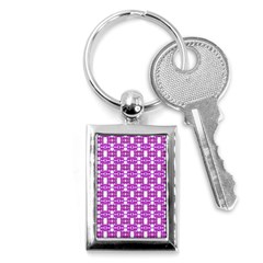 Pink  White  Abstract Pattern Key Chain (rectangle) by BrightVibesDesign