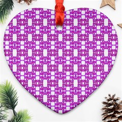 Pink  White  Abstract Pattern Heart Ornament (two Sides) by BrightVibesDesign