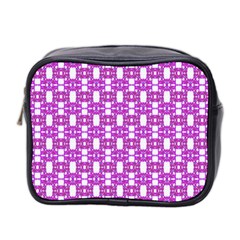 Pink  White  Abstract Pattern Mini Toiletries Bag (two Sides) by BrightVibesDesign