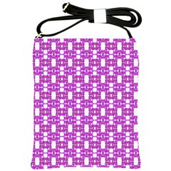 Pink  White  Abstract Pattern Shoulder Sling Bag by BrightVibesDesign