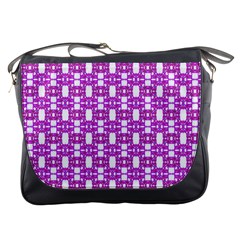 Pink  White  Abstract Pattern Messenger Bag by BrightVibesDesign