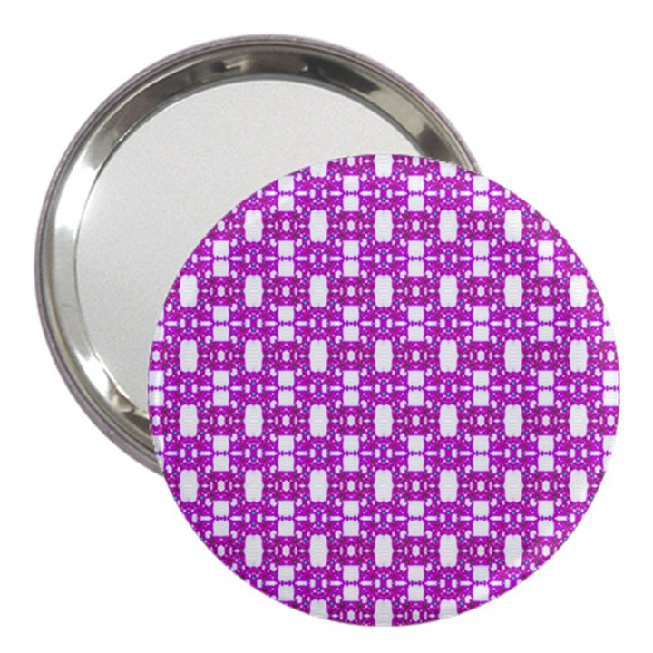 Pink  White  Abstract Pattern 3  Handbag Mirrors