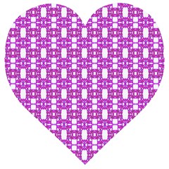 Pink  White  Abstract Pattern Wooden Puzzle Heart