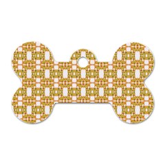 Yellow  White  Abstract Pattern Dog Tag Bone (two Sides) by BrightVibesDesign