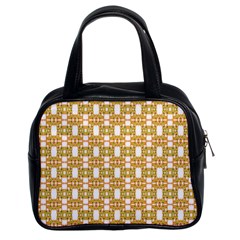 Yellow  White  Abstract Pattern Classic Handbag (two Sides) by BrightVibesDesign