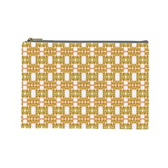 Yellow  White  Abstract Pattern Cosmetic Bag (large) by BrightVibesDesign