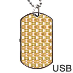 Yellow  White  Abstract Pattern Dog Tag Usb Flash (two Sides) by BrightVibesDesign