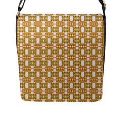 Yellow  White  Abstract Pattern Flap Closure Messenger Bag (l) by BrightVibesDesign