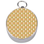 Yellow  White  Abstract Pattern Silver Compasses Front