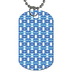 Blue White  Abstract Pattern Dog Tag (two Sides) by BrightVibesDesign