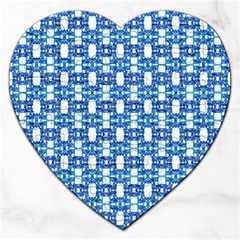 Blue White  Abstract Pattern Jigsaw Puzzle (heart) by BrightVibesDesign