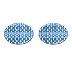 Blue White  Abstract Pattern Cufflinks (oval) by BrightVibesDesign