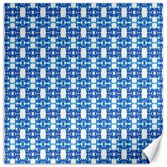 Blue White  Abstract Pattern Canvas 16  X 16  by BrightVibesDesign