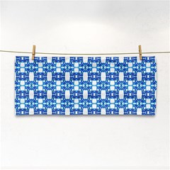 Blue White  Abstract Pattern Hand Towel by BrightVibesDesign