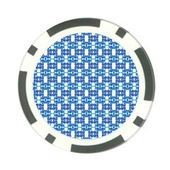 Blue White  Abstract Pattern Poker Chip Card Guard (10 Pack) by BrightVibesDesign