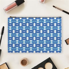 Blue White  Abstract Pattern Cosmetic Bag (large) by BrightVibesDesign