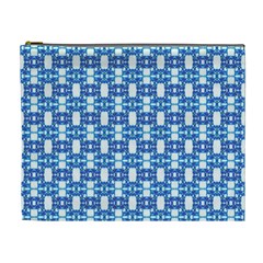 Blue White  Abstract Pattern Cosmetic Bag (xl) by BrightVibesDesign