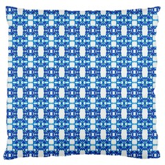 Blue White  Abstract Pattern Large Cushion Case (one Side) by BrightVibesDesign