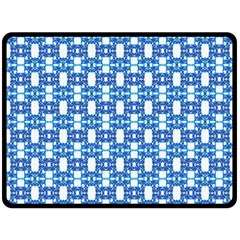 Blue White  Abstract Pattern Double Sided Fleece Blanket (large)  by BrightVibesDesign