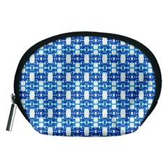 Blue White  Abstract Pattern Accessory Pouch (medium) by BrightVibesDesign