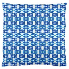 Blue White  Abstract Pattern Large Flano Cushion Case (one Side) by BrightVibesDesign