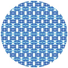 Blue White  Abstract Pattern Wooden Puzzle Round by BrightVibesDesign