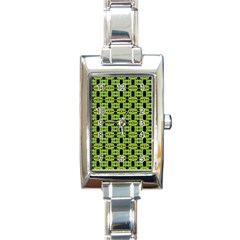 Green Black Abstract Pattern Rectangle Italian Charm Watch by BrightVibesDesign