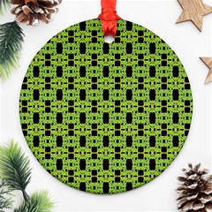 Green Black Abstract Pattern Ornament (round) by BrightVibesDesign