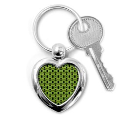 Green Black Abstract Pattern Key Chain (heart) by BrightVibesDesign