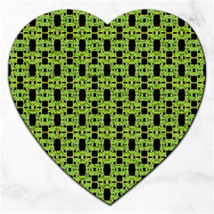 Green Black Abstract Pattern Jigsaw Puzzle (heart) by BrightVibesDesign