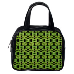 Green Black Abstract Pattern Classic Handbag (one Side) by BrightVibesDesign