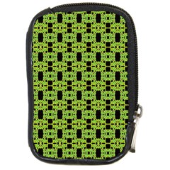 Green Black Abstract Pattern Compact Camera Leather Case