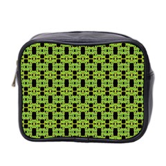 Green Black Abstract Pattern Mini Toiletries Bag (two Sides) by BrightVibesDesign