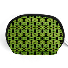 Green Black Abstract Pattern Accessory Pouch (medium) by BrightVibesDesign