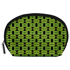 Green Black Abstract Pattern Accessory Pouch (large) by BrightVibesDesign