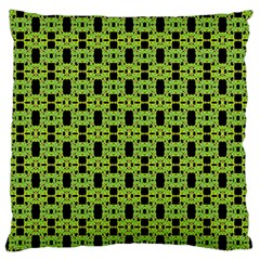 Green Black Abstract Pattern Large Flano Cushion Case (one Side) by BrightVibesDesign