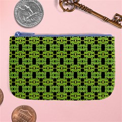 Green Black Abstract Pattern Large Coin Purse by BrightVibesDesign