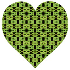 Green Black Abstract Pattern Wooden Puzzle Heart