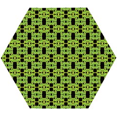 Green Black Abstract Pattern Wooden Puzzle Hexagon