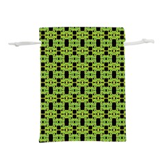 Green Black Abstract Pattern Lightweight Drawstring Pouch (l)