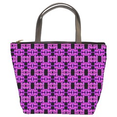 Pink Black Abstract Pattern Bucket Bag