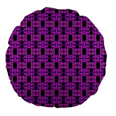 Pink Black Abstract Pattern Large 18  Premium Round Cushions by BrightVibesDesign