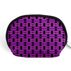 Pink Black Abstract Pattern Accessory Pouch (medium) by BrightVibesDesign