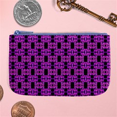 Pink Black Abstract Pattern Large Coin Purse by BrightVibesDesign