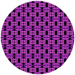 Pink Black Abstract Pattern Wooden Puzzle Round by BrightVibesDesign