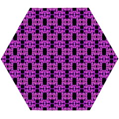 Pink Black Abstract Pattern Wooden Puzzle Hexagon by BrightVibesDesign