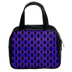 Purple Black Abstract Pattern Classic Handbag (two Sides) by BrightVibesDesign