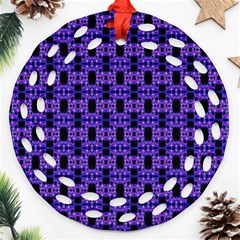 Purple Black Abstract Pattern Ornament (round Filigree) by BrightVibesDesign