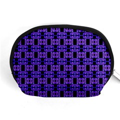 Purple Black Abstract Pattern Accessory Pouch (medium) by BrightVibesDesign